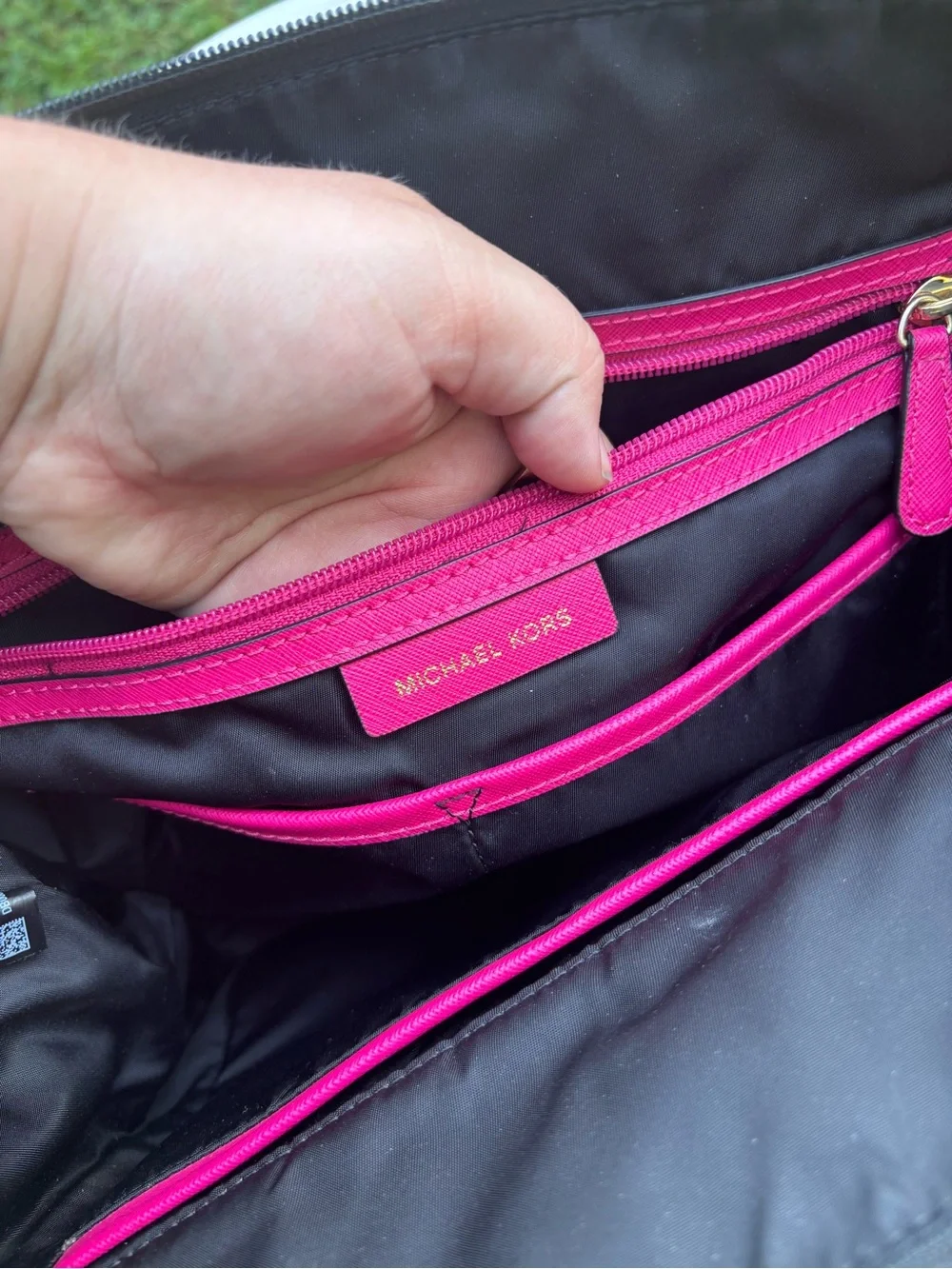 Michael Kors Black Medium Tote with Hot Pink Handles